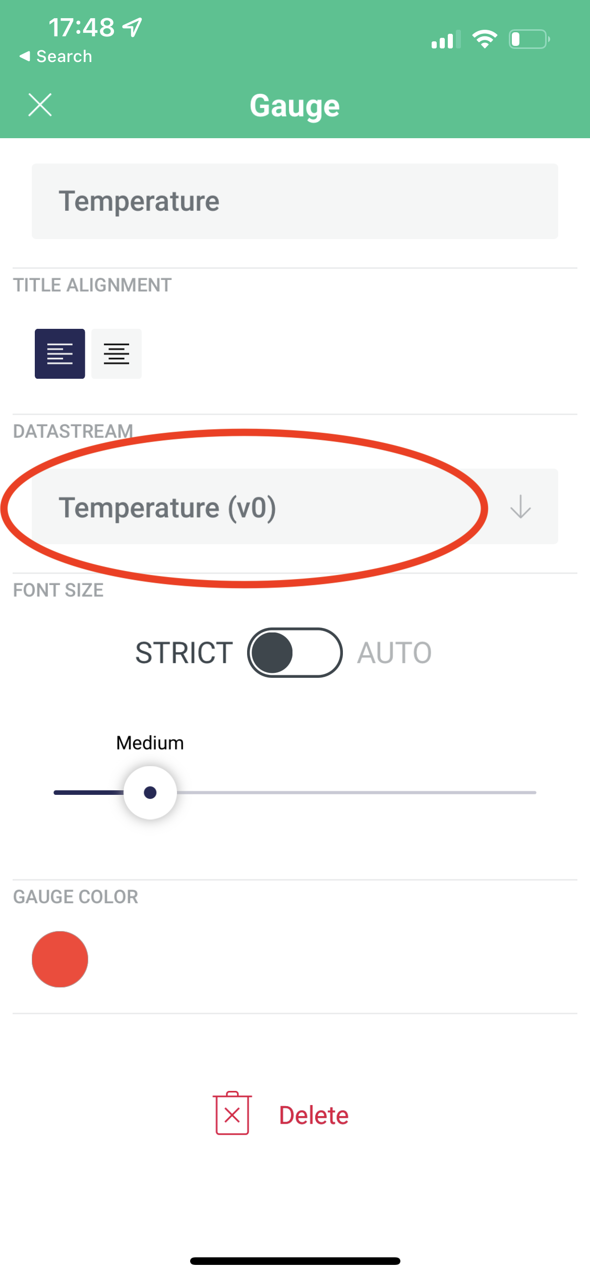 Blynk IoT mobile dashboard