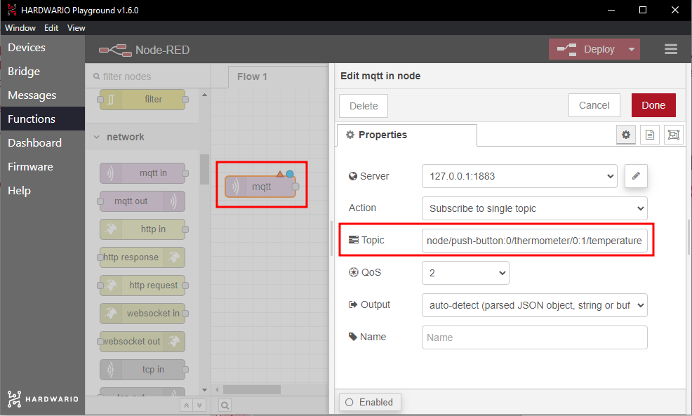 MQTT input topic